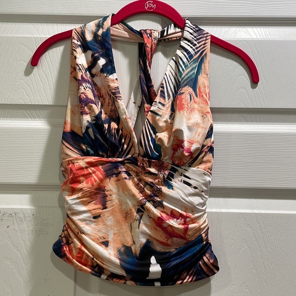 Guess Tropical Ruched Halter Top XS - Picture 2 of 10
